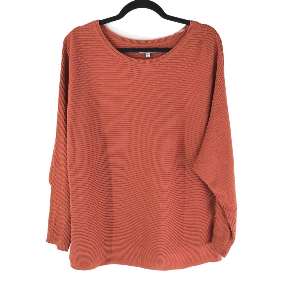 Sonoma Tunic Sweater Ribbed Dolman Sleeve Scoop Neck Oversized Orange 0X